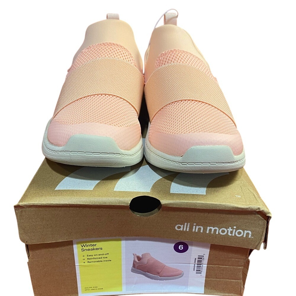 All in Motion Women Pink Slip On Winter Sneakers Mesh Athletic Shoes Size 6 NEW